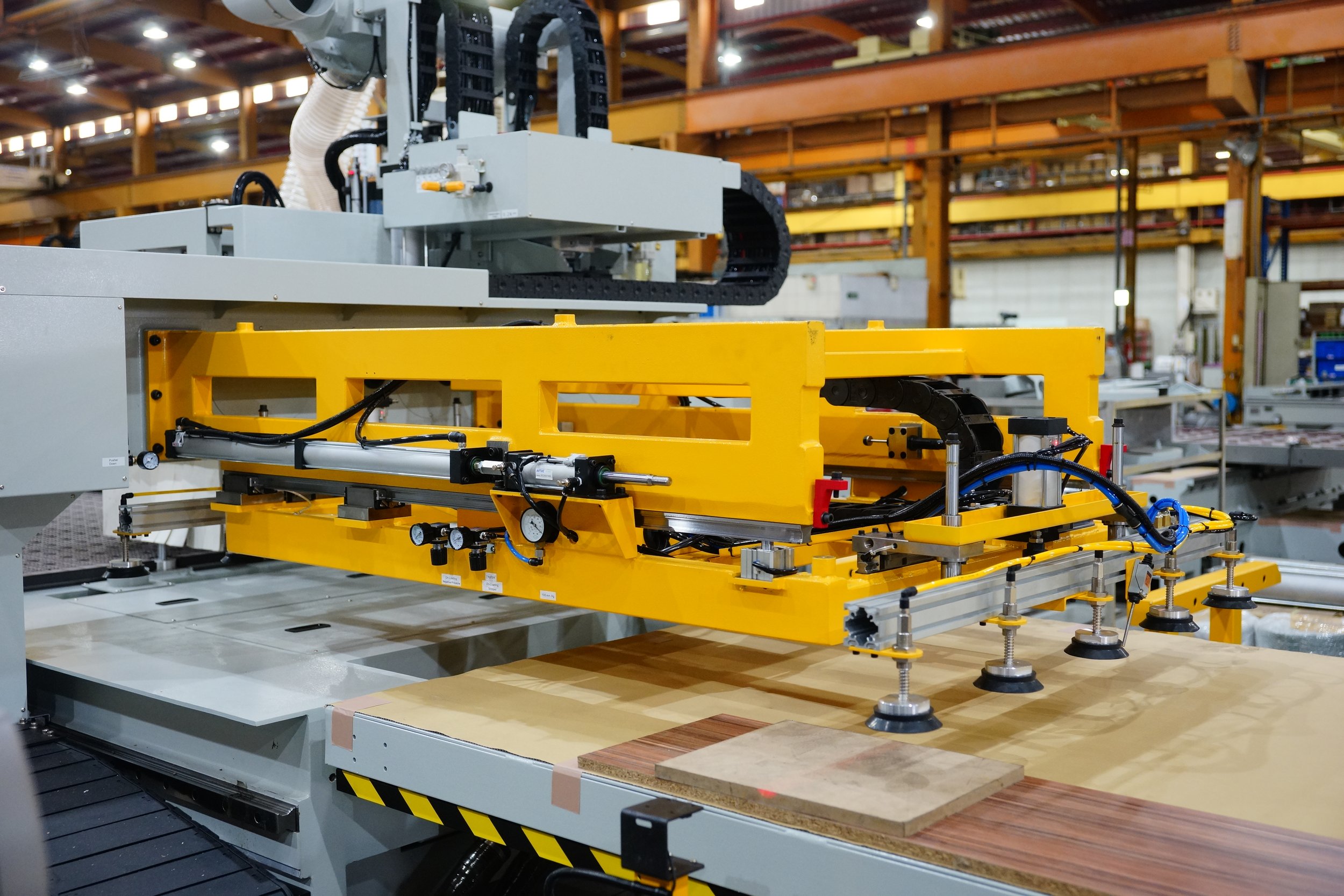 Close-up of a 5-axis CNC milling machine in operation